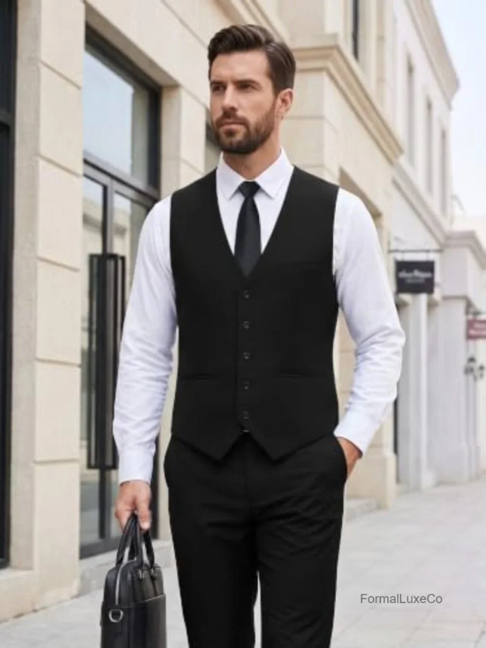 Men's Slim Fit Suit Vest Dress Waistcoat Business Casual Formal Wear